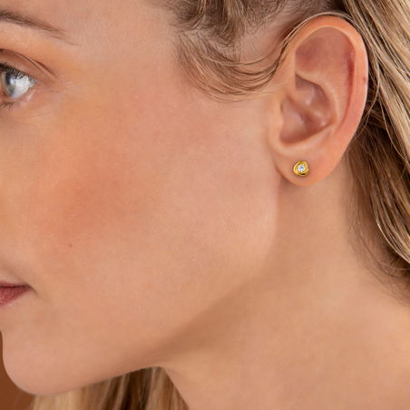 Boucles D'oreilles Plaqué Or 10mm Zirconium 5mm - Boucles d'oreilles | Créolissime