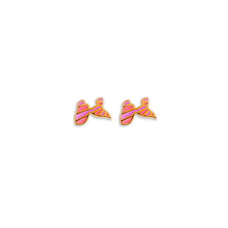 Boucles D'oreilles Plaqué Or Carte Guadeloupe Email Rose Mauve 8.5*5.5mm - Boucles d'oreilles | Créolissime