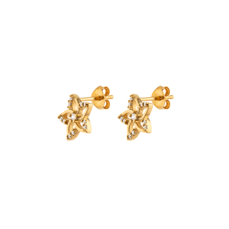 Boucles D'oreilles Plaqué Or Fleur 10mm Zirconium - Boucles d'oreilles | Créolissime