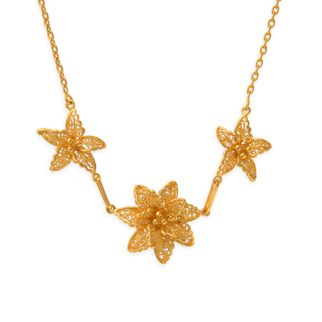 Collier chaîne plaqué or fleurs -  | Créolissime