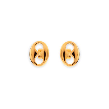 Boucles D'oreilles Plaqué Or Grain de Café 14*18mm - Boucles d'oreilles | Créolissime