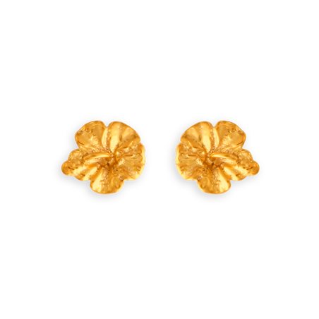 Boucles D'oreilles Plaqué Or Puces Fleur D'hibiscus 12mm -  | Créolissime
