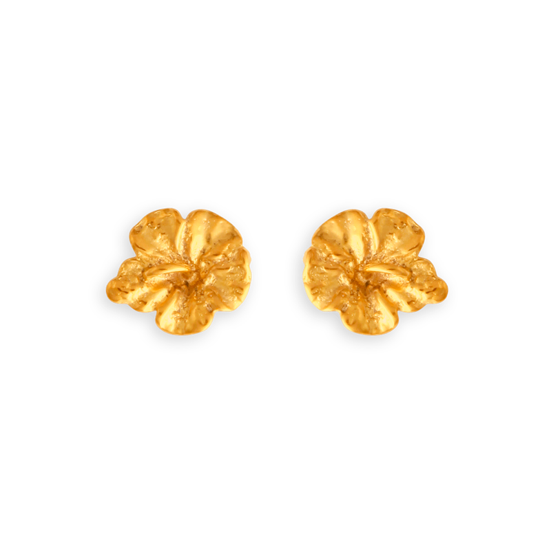 Boucles D'oreilles Plaqué Or Puces Fleur D'hibiscus 12mm - Boucles d'oreilles | Créolissime