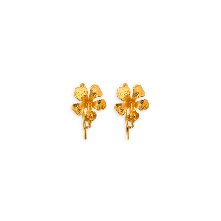 Boucles D'oreilles Plaqué Or Pendant 17mm Au Total Fleur D'hisbiscus 15mm -  | Créolissime