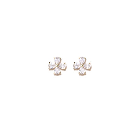 Boucles D'oreilles Plaqué Or Fleur Zirconium - Boucles d'oreilles | Créolissime