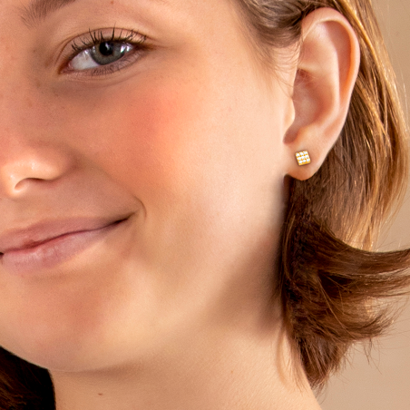 Boucles D'oreilles Plaqué Or Pavage Zirconium 4.5mm - Boucles d'oreilles | Créolissime