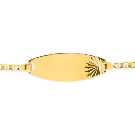 Bracelet Identité Or375 Ovale Motif Strié - Bracelets | Créolissime