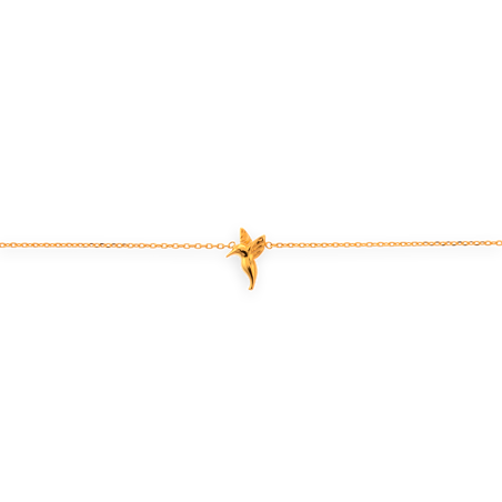 Collier chaîne plaqué or colibri hibiscus - Colliers | Créolissime