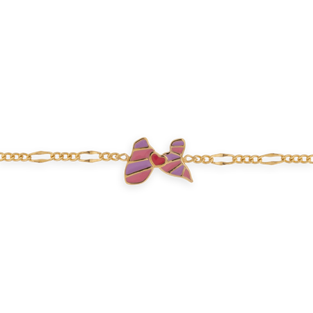 Bracelet Plaqué Or Carte Guadeloupe Email Rose Mauve - Bracelets | Créolissime