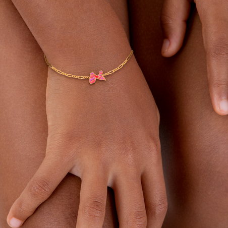 Bracelet Plaqué Or Carte Guadeloupe Email Rose Mauve - Bracelets | Créolissime