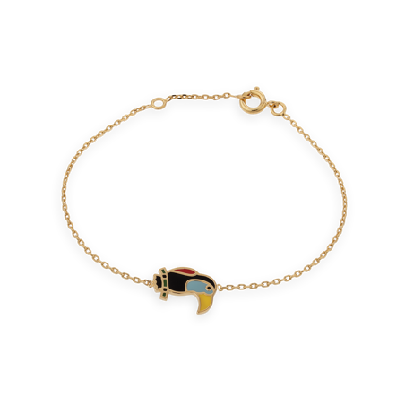 Bracelet Plaqué Or Toucan Email Multicolore -  | Créolissime