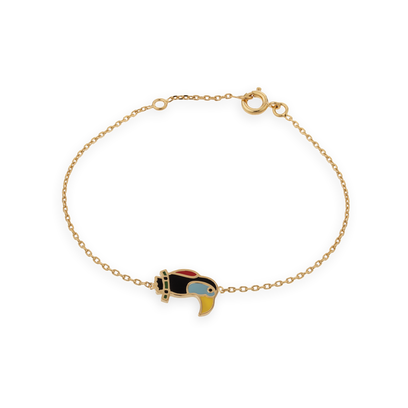 Bracelet Plaqué Or Toucan Email Multicolore - Bracelets | Créolissime