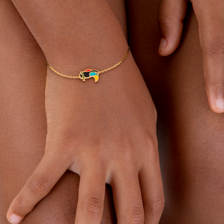 Bracelet Plaqué Or Toucan Email Multicolore - Bracelets | Créolissime