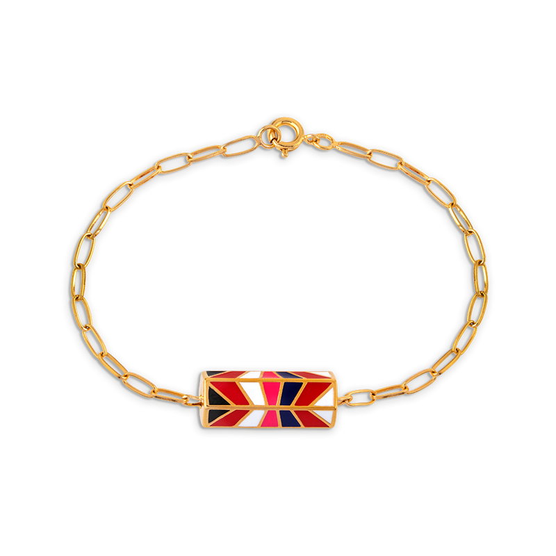 Bracelet Plaqué Or Talisman Email Multicolore - Bracelets | Créolissime