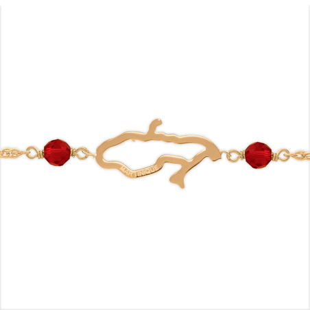 Bracelet Plaqué Or Carte Martinique Cristal Grenat  - Bracelets | Créolissime