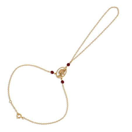 Chaîne De Main Plaqué Or Cayennaise Cristal Grenat 20A22cm - Bracelets | Créolissime