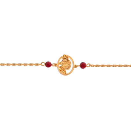 Bracelet Plaqué Or Cayennaise 20cm Cristal Grenat - Tous nos bijoux | Créolissime
