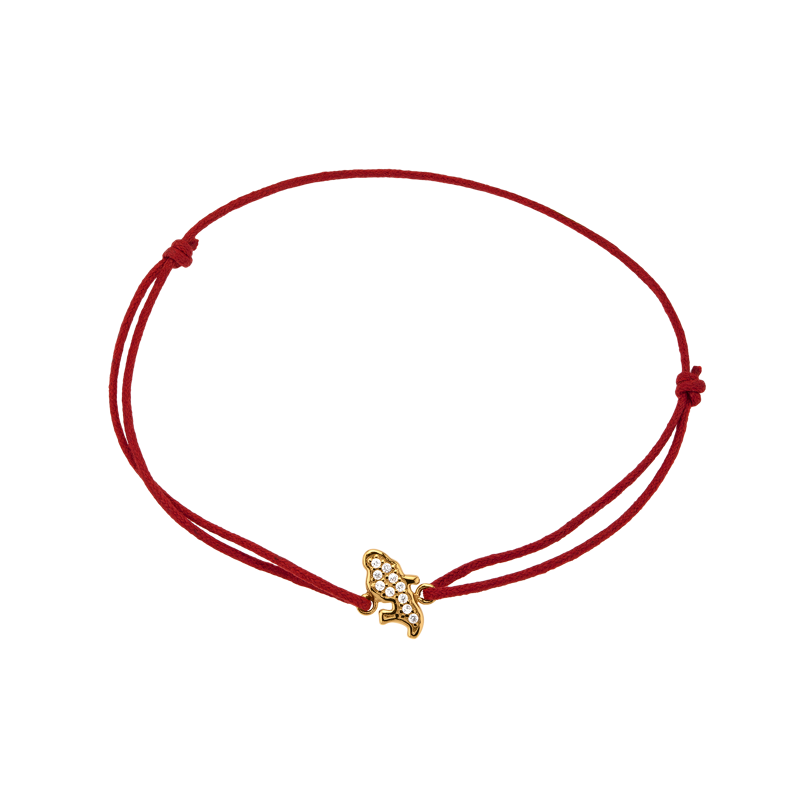 Bracelet Martinique Plaqué Or Zirconium Cordon Rouge 18cm - Bracelets | Créolissime