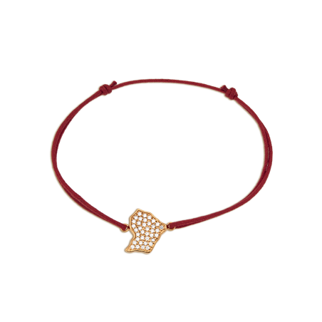 Bracelet Guyane Plaqué Or Zirconium Cordon Rouge 18cm - Bracelets | Créolissime