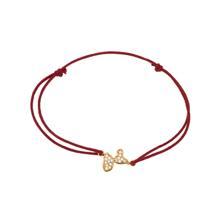 Bracelet Guadeloupe Plaqué Or Zirconium Cordon Rouge 18cm -  | Créolissime