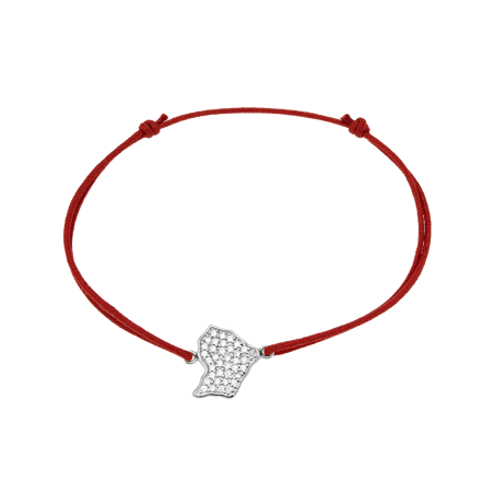 Bracelet Guyane Argent925 Zirconium Cordon Rouge 18cm - Bracelets | Créolissime
