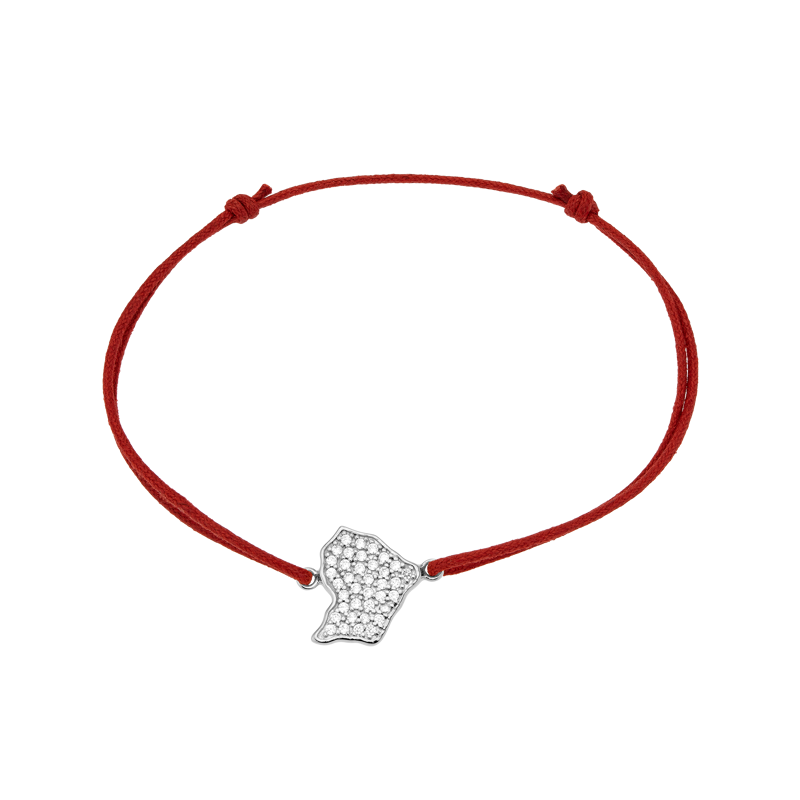 Bracelet Guyane Argent925 Zirconium Cordon Rouge 18cm - Bracelets | Créolissime