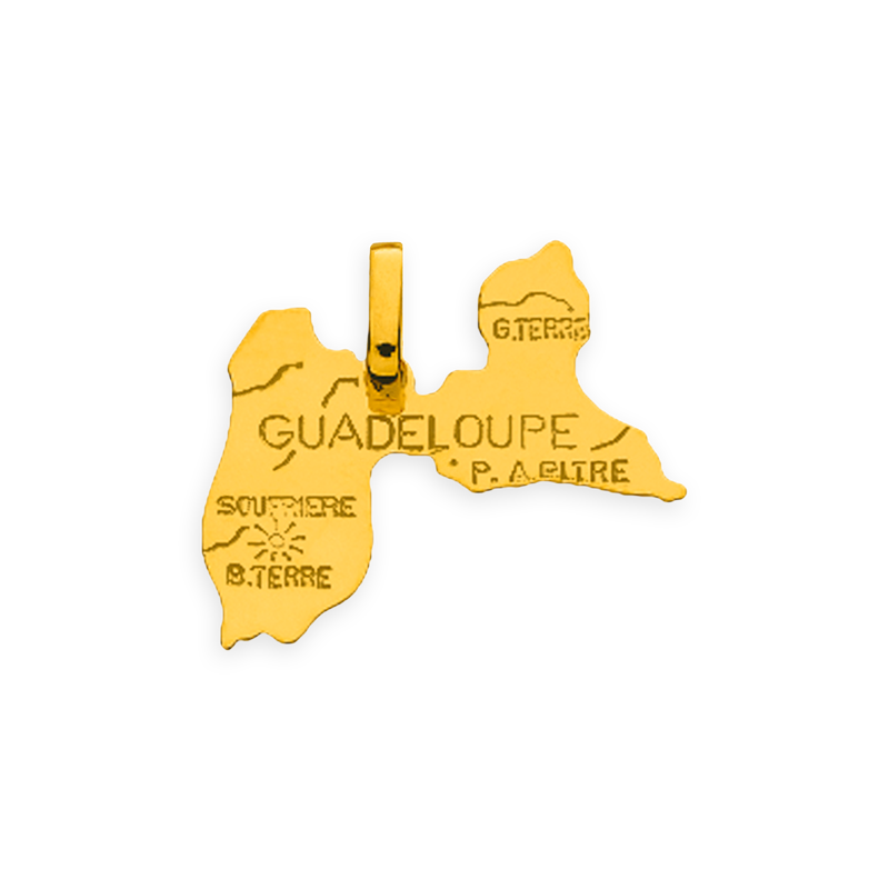 Pendentif Or750 Carte Guadeloupe avec bélière - Pendentifs | Créolissime