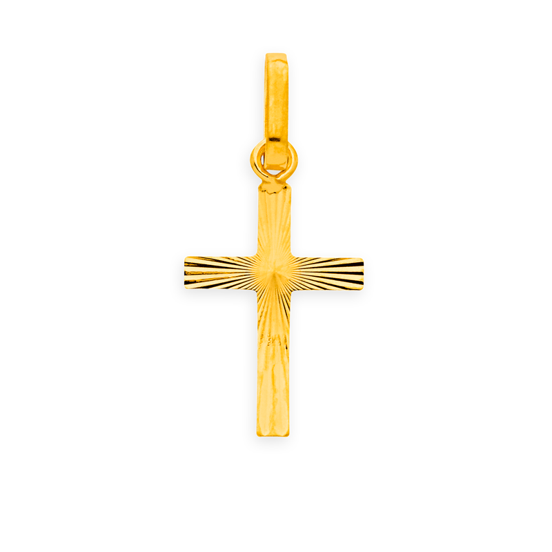 Croix Or750 Striée avec bélière - Pendentifs | Créolissime