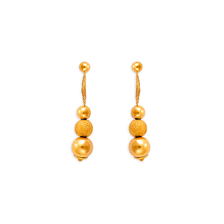 Boucles d'oreilles OR 375 pendant grain d'or Lisse et Sablé -  | Créolissime