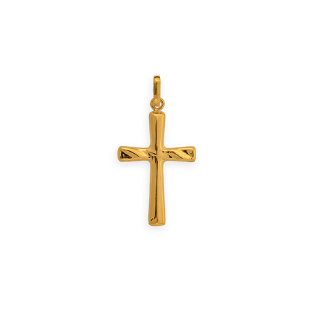 Croix Or375 Striée avec bélière - Pendentifs | Créolissime