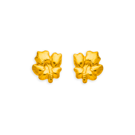 Boucles D'oreilles Or375 Puces Hibiscus 10mm - Boucles d'oreilles | Créolissime
