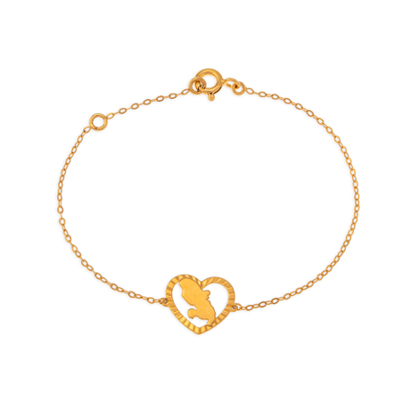 Bracelet Or 375 Coeur Diamanté Martinique 17+2Cm -  | Créolissime
