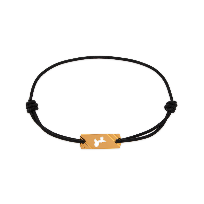 Bracelet Or 375 Cordon Plaque Rectangle Guadeloupe - Bracelets | Créolissime