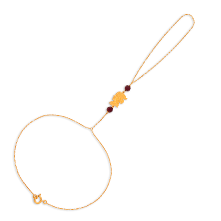 Parure De Main Or 750 Tête De Cayennaise Et Boules Grenats 19Cm - Bracelets | Créolissime