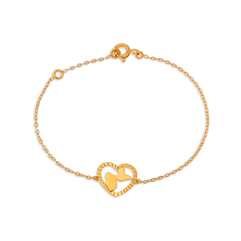 Bracelet Or 375 Coeur Diamanté Guadeloupe 17+2Cm - Bracelets | Créolissime