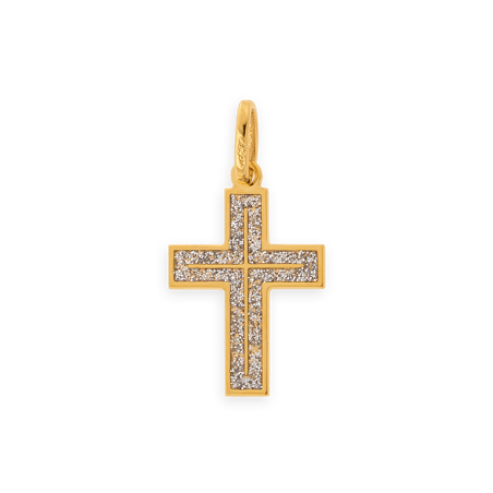 Croix Or375 Pailletée avec bélière -  | Créolissime