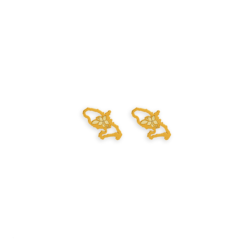 Boucles D'oreilles Or375 Carte Martinique Hibiscus 8.5*15.5mm - Boucles d'oreilles | Créolissime