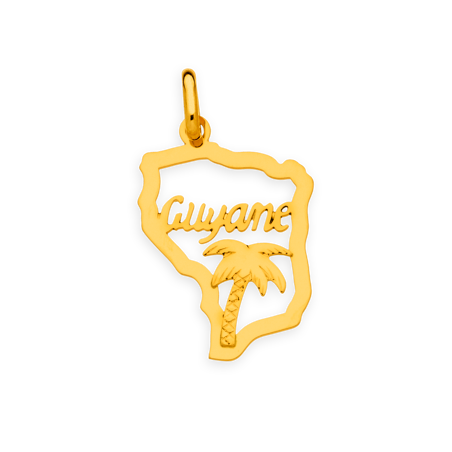 Pendentif Or750 Carte Guyane Palmier avec bélière -  | Créolissime