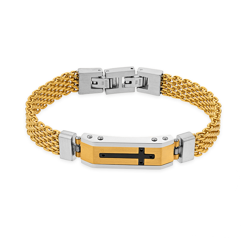 Bracelet Croix Acier Tricolore - Bracelets | Créolissime
