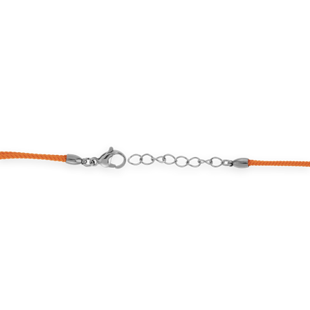 Bracelet Acier Motif Email Vert Orange Cordon Orange - Bracelets | Créolissime