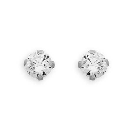 Boucles D'oreilles Or375 Gris Puces Zirconium 4mm -  | Créolissime