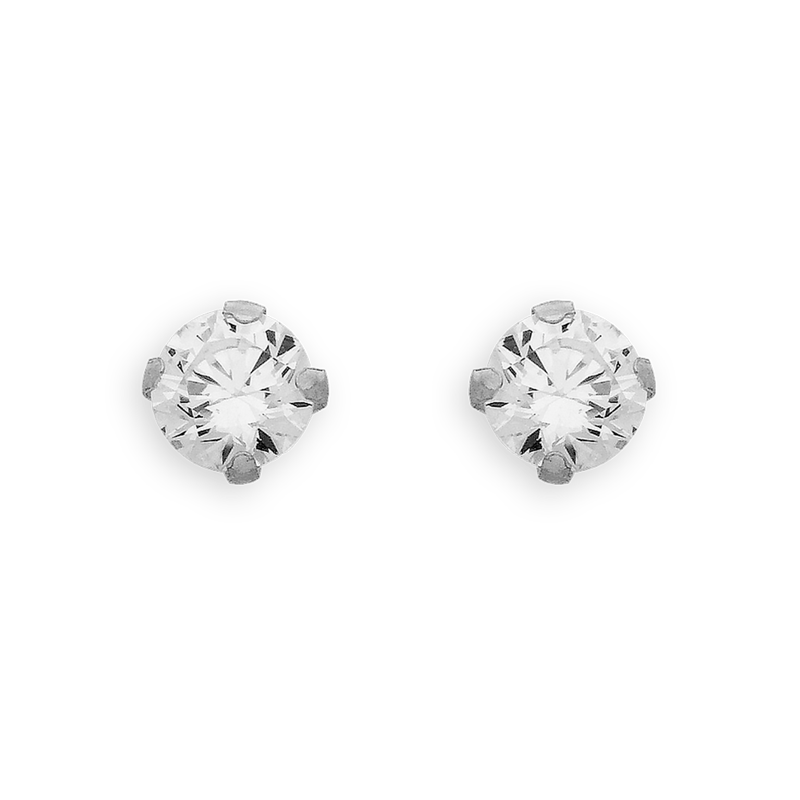 Boucles D'oreilles Or375 Gris Puces Zirconium 4mm - Boucles d'oreilles | Créolissime