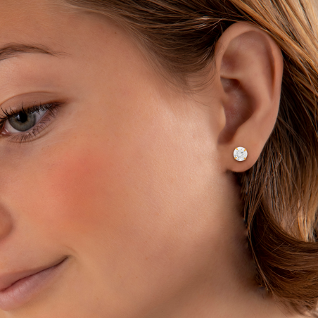 Boucles D'oreilles Or375  Zirconium 7mm - Boucles d'oreilles | Créolissime