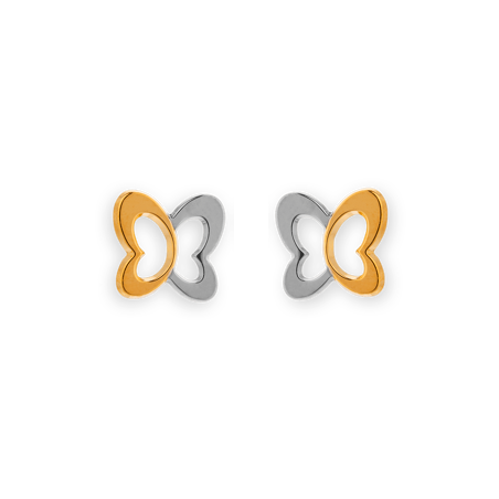 Boucles D'oreilles Bicolore Papillon 6.2*6mm Or375 - Boucles d'oreilles | Créolissime