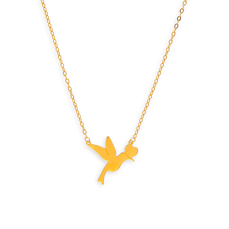Collier or chaîne pendentif colibri cœur -  | Créolissime