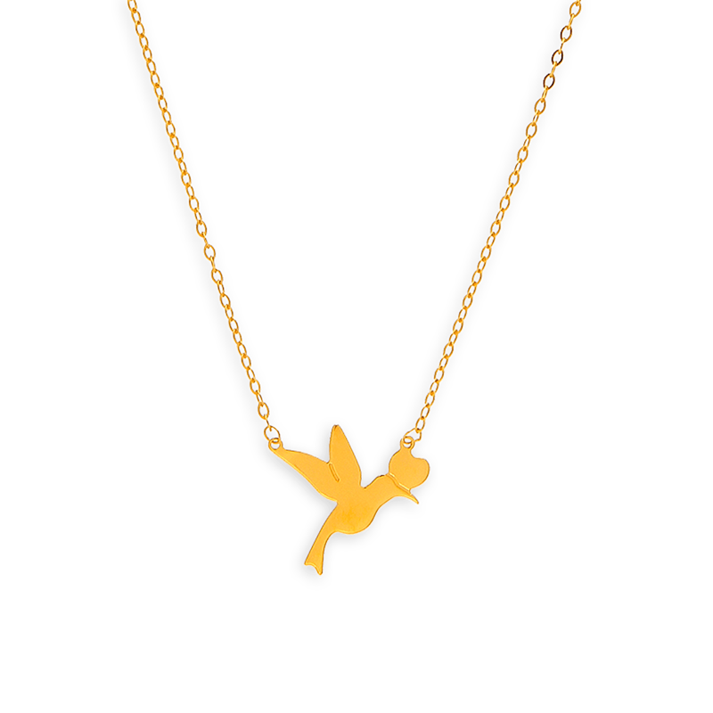Collier or chaîne pendentif colibri cœur - Colliers | Créolissime