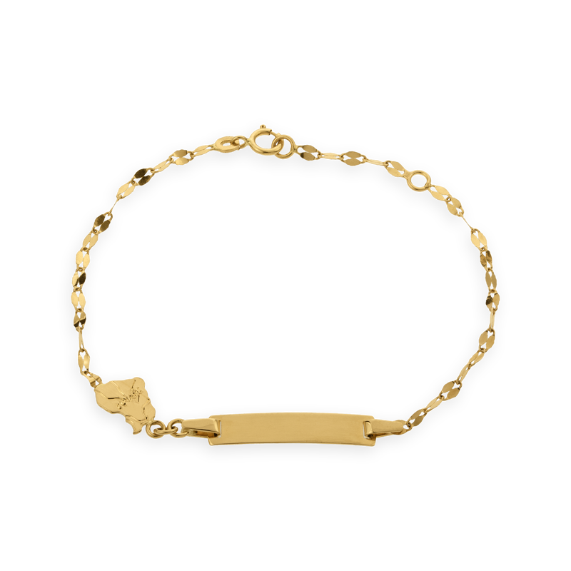 Bracelet Identité Rectangulaire Carte Guyane Or750 - Bracelets | Créolissime