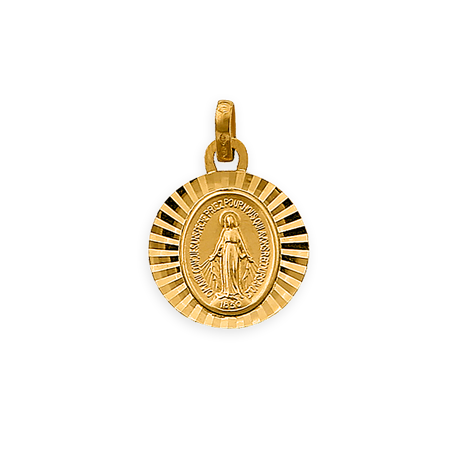 Médaille Or375 Vierge Miraculeuse Diamantée avec bélière -  | Créolissime