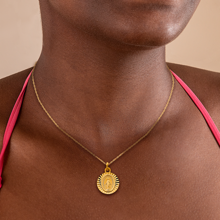 Médaille Or375 Vierge Miraculeuse Diamantée avec bélière - Pendentifs | Créolissime