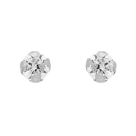 Boucles D'oreilles Or375 Gris Puces Zirconium 3mm -  | Créolissime